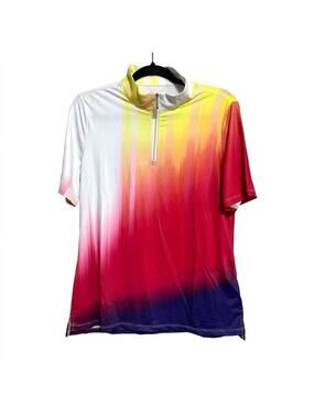 Acegolfs Golf Polo Shirt Medium Women’s Short Sleeve 1/4 Zip Gradient Multi NWT